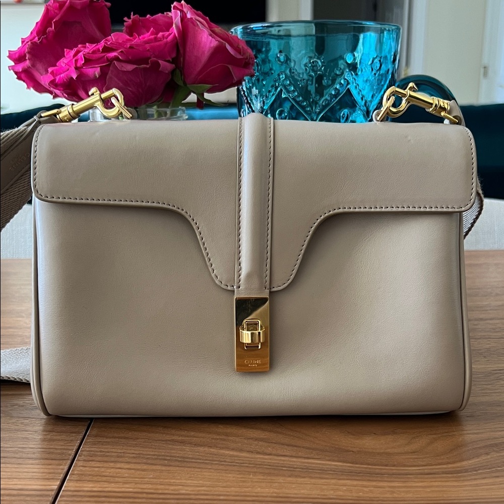 Celine Taupe Leather Crossbody Bag